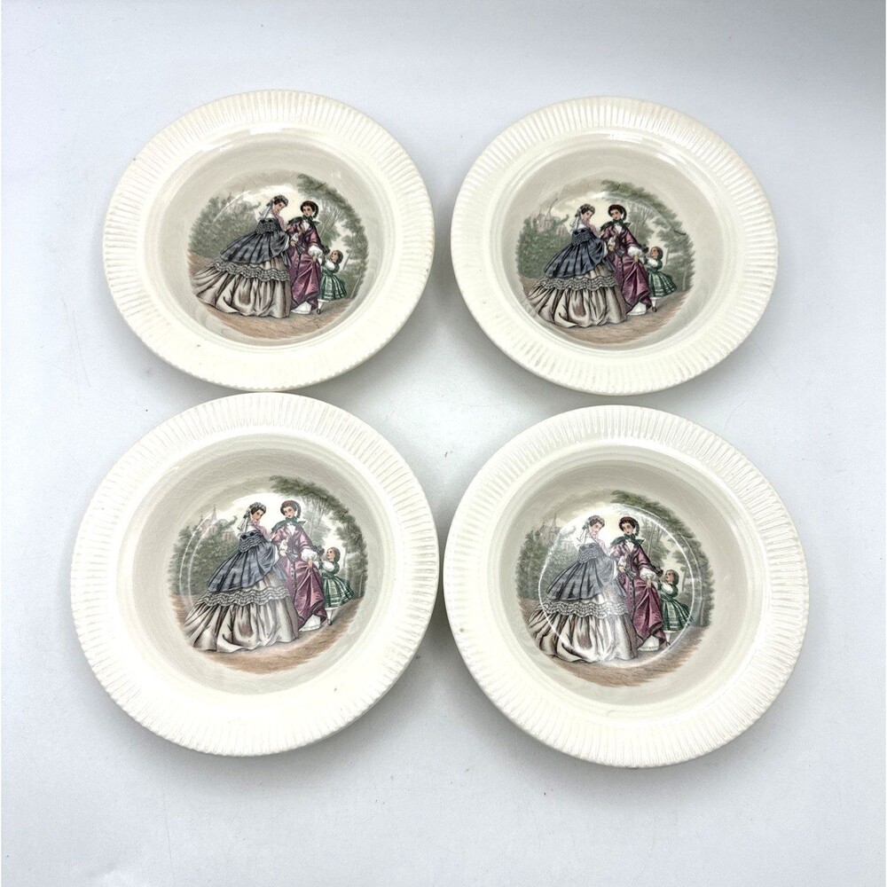 Set Of 4 Vintage Godey Prints By Salem China Bowls Victorian Ladies